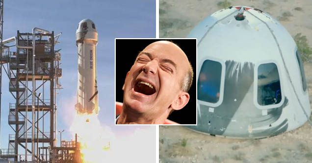 Blue Origin launch and landing | Laughing Jeff Bezos