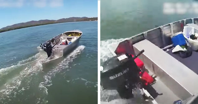 police officer jumps onto runaway boat