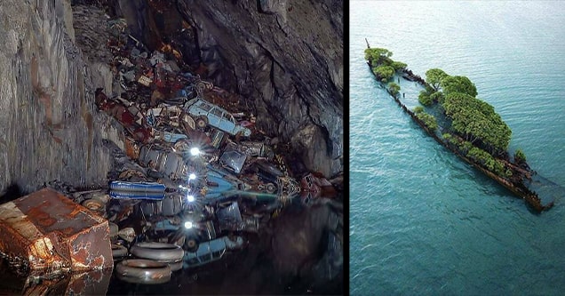 abandoned shipwreck and cars