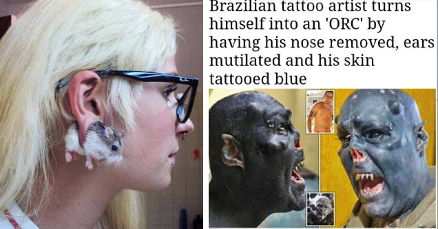 woman with hamster earring, orc tattoo artist