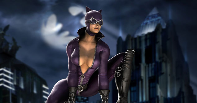 freaky video game girlfriends -  Catwoman crouching on a ledge