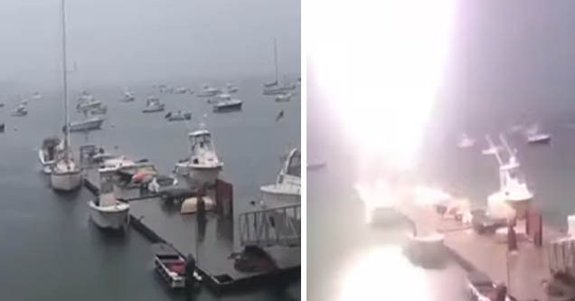 Boat struck by lightning