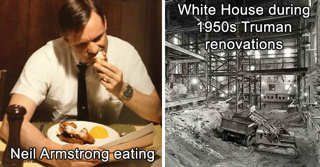 neil armstrong eating | inside white house renovation - White House During 1950 Truman Renovations