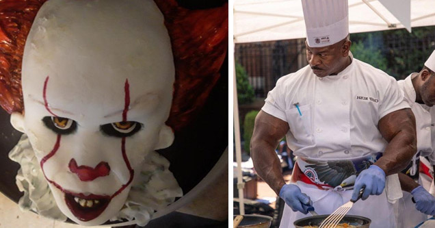 a pennywise cake and a jacked sheff