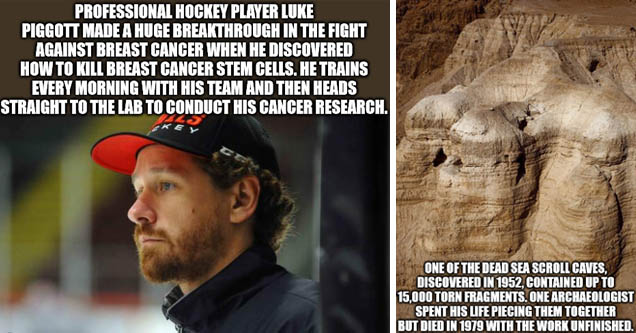 photo caption - Professional Hockey Player Luke Piggott Made A Huge Breakthrough In The Fight Against Breast Cancer When He Discovered How To Kill Breast Cancer Stem Cells. He Trains Every Morning With His Team And Then Heads Straight To The Lab To Conduc