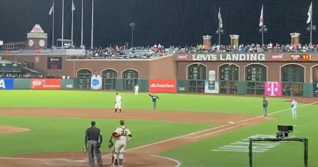 oracle park fan on field