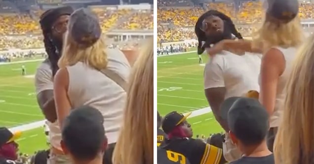 woman hits man at nfl game