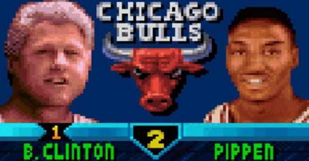 video game characters who are into feet -  Bill Clinton and Scottie Pippen in NBA Jam