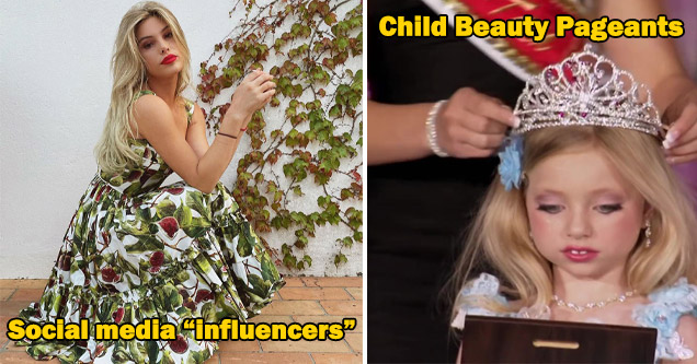 a social media influencer and a young girl in a child beauty pageant