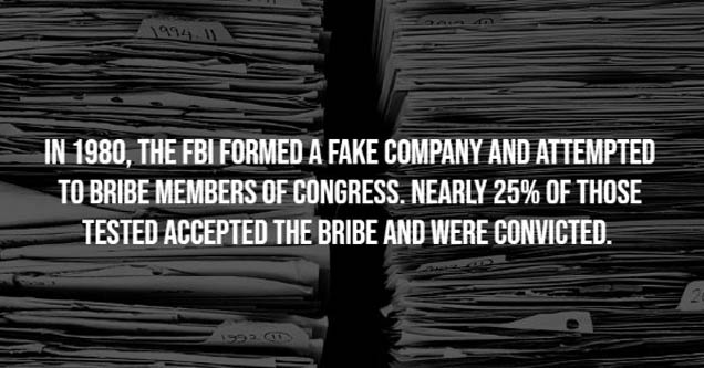 1994 In 1980, The Fbi Formed A Fake Company And Attempted To Bribe Members Of Congress. Nearly 25% Of Those Tested Accepted The Bribe And Were Convicted. 200 1990