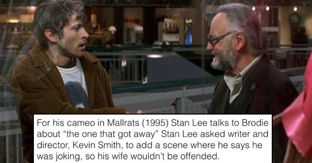 conversation - For his cameo in Mallrats 1995 Stan Lee talks to Brodie about