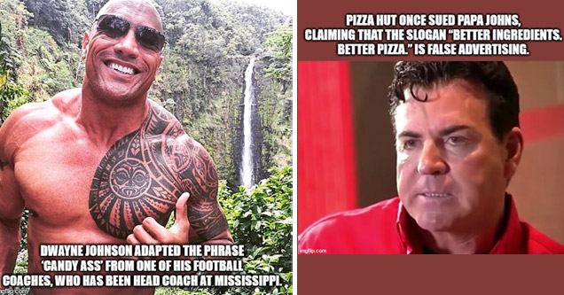 a photo of the rock and one of papa johns founder