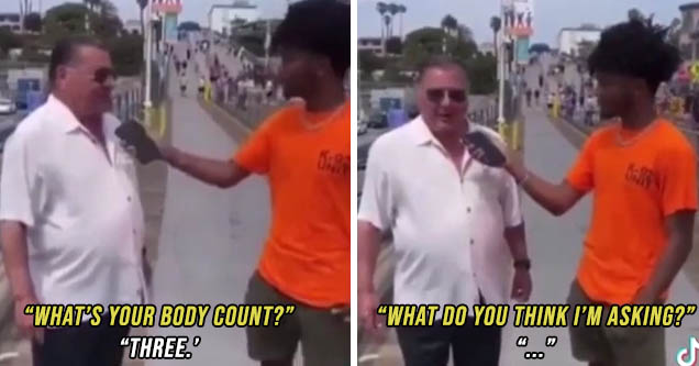 Kid asks boomer about 'body count'