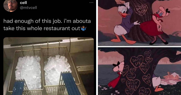 ice in deep fryer meme - cell had enough of this job. i'm abouta take this whole restaurant outier | memes tumblr sad - Das Don Daisy D4 Daisy Sib Dais Salsa 04139 Nick Mu Harras On Daisy Ed Daisy Fred Daisy Daisy Bruce