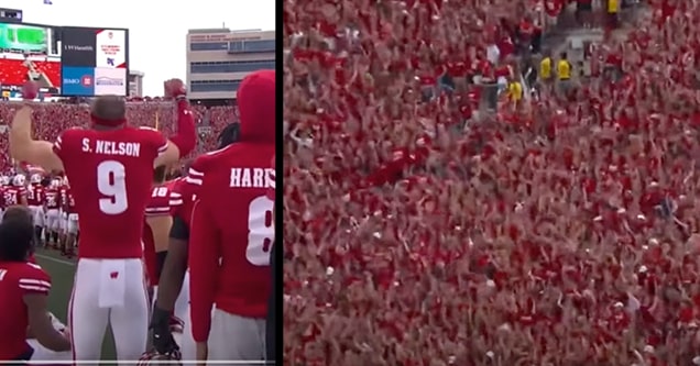 wisconsin football jump around