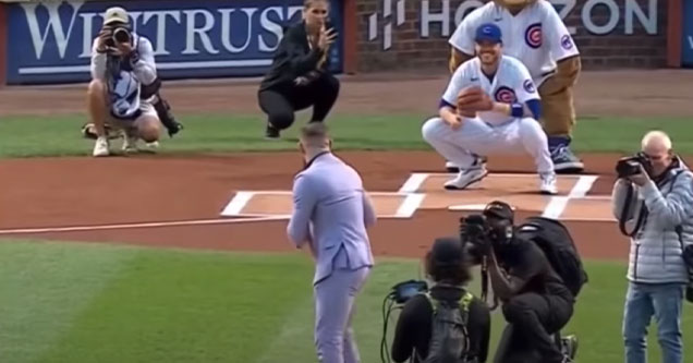 Conor McGregor throw a god awful first pitch to start the Cubs game