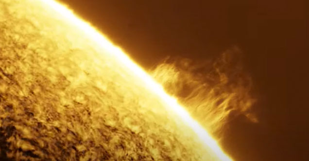 close up shot of the sun's surface - solar flare