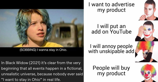 a funny meme about being from ohio and youtube ads