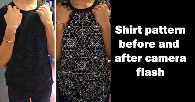 a cool shirt pattern before and after camera flash