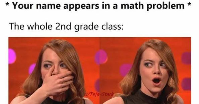 a meme with emma stone about being in school