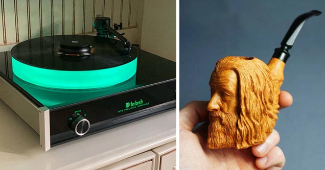 a cool looking record player with a green light