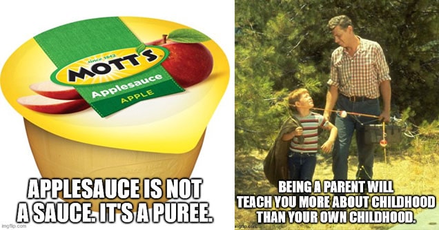 applesauce and parenting meme