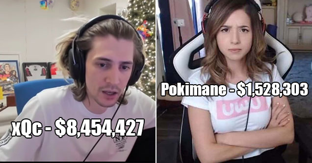 the highest paid twitch streamers -  xQc -  8,454,427 since 2019 - pokimane -  1,528,303