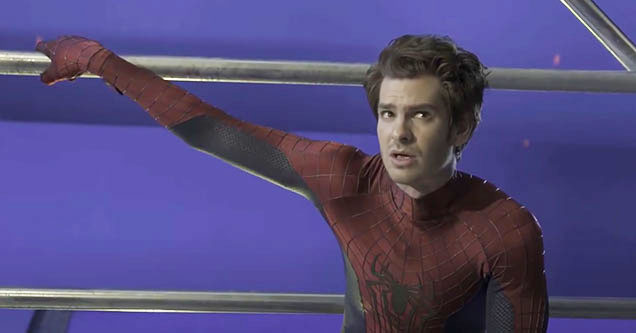 Andrew Garfield in leaked footage showing him in the Spider Man costume on set of Spider-Man: No Way Home