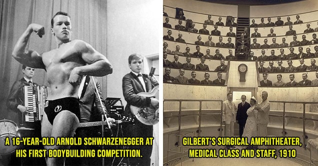 arnold schwarzenegger age 16 - A sixteen-year-old Arnold Schwarzenegger at his first body-building competition. | gilbert's surgical amphitheater - Gilbert’s Surgical Amphitheater, Medical Class and Staff, 1910