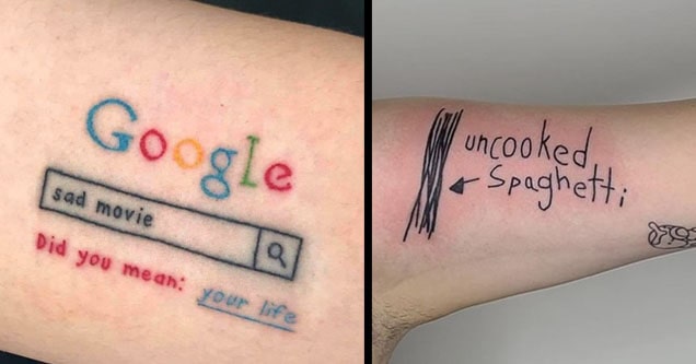 bad tattoos google and spaghetti