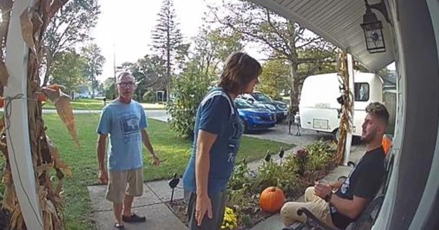 ring doorbell video of people on a porch talking