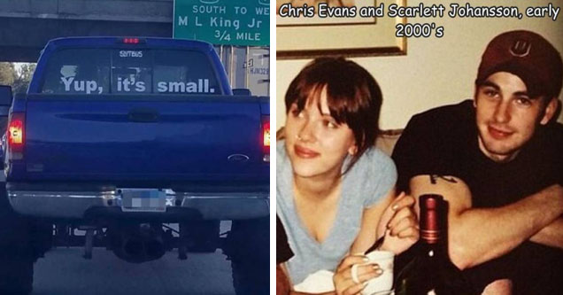 cool and interesting random pics -  tire - South To West Ml King Jr Fwy 34 Mile Sltbes Himize Yup, it's small. Exit 152 | cool and interesting random pics -  scarlett johansson and chris evans friendship - Chris Evans and Scarlett Johansson, early 2000's