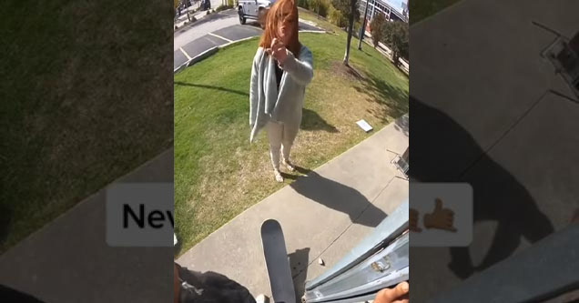 Random lady gives encouragement to skateboarder