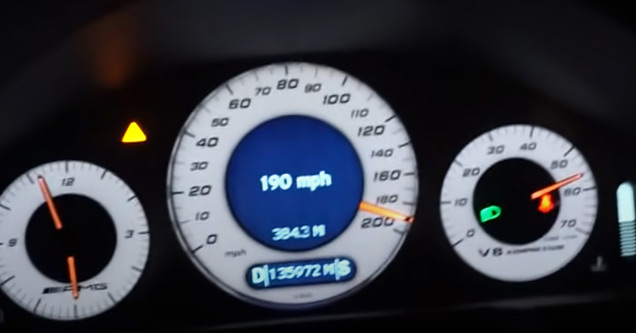 a speedometer that reads 190 miles per hour