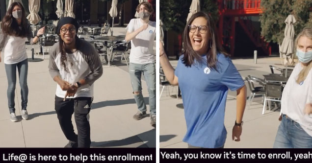 Stills from Facebook employee open enrollment music video