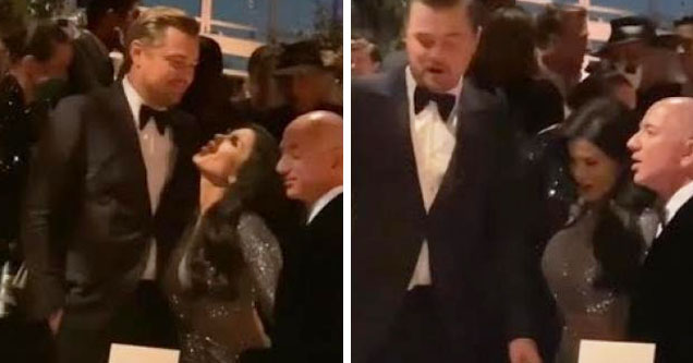 Lauren Sanches thirsts for Leo DiCaprio whil Jeff Bezos stands there