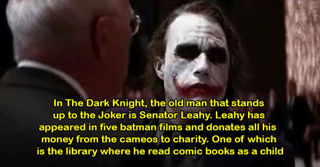 small movie details people missed -  The old man in the Dark Knight who stands up to the Joker has been in five Batman movies and donates all his earning to charity