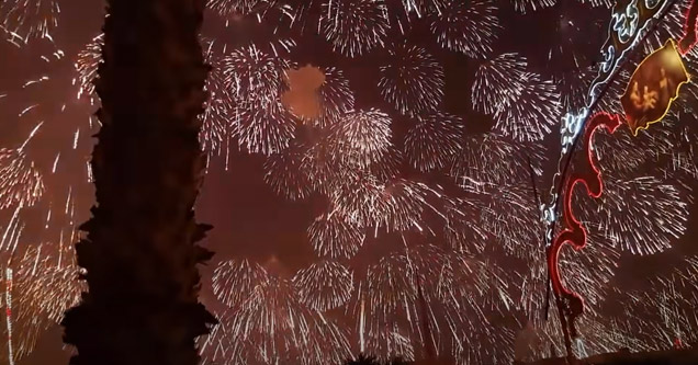 a cool firework display from a huge mortar