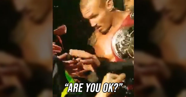 WWE star Randy Orton helps kid not get crushed by crowd