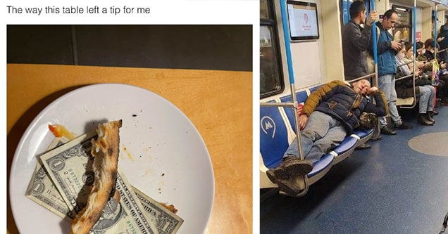 sleeping on subway and tip