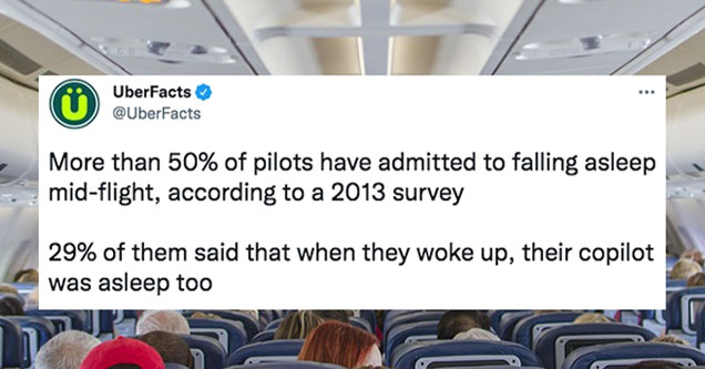 uber facts -  pilots have admitted to falling asleep on the job