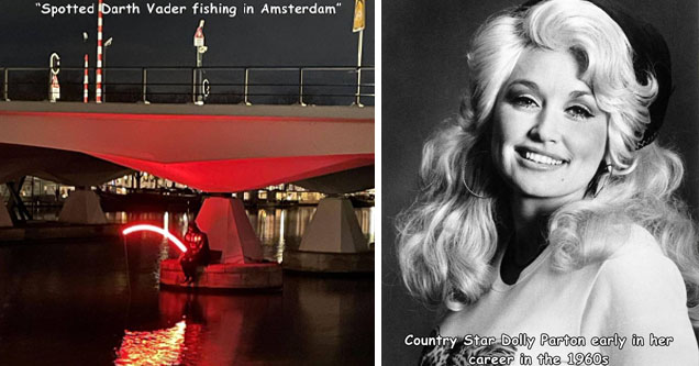 reflection - Spotted Darth Vader fishing in Amsterdam | dolly parton - Country Star Dolly Parton early in her 3 career in the 1960s