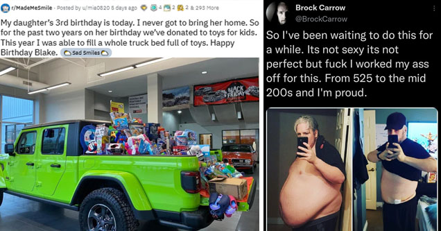 wholesome pics and memes - jeep - rMadeMeSmile Posted by umia0820 5 days ago 1222 & 293 More My daughter's 3rd birthday is today. I never got to bring her home. So for the past two years on her birthday we've donated to toys for kids. This year I was able