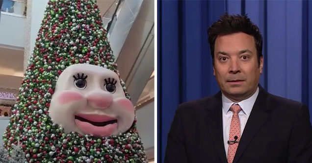 a photo of a cursed decoration and jimmy fallon