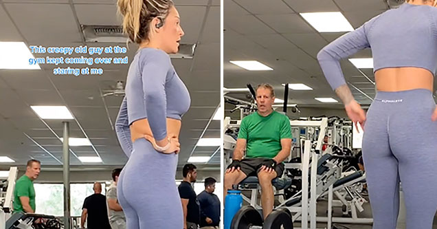 personal trainer Heidi Aragon confronts creepy dude staring at her in the gym