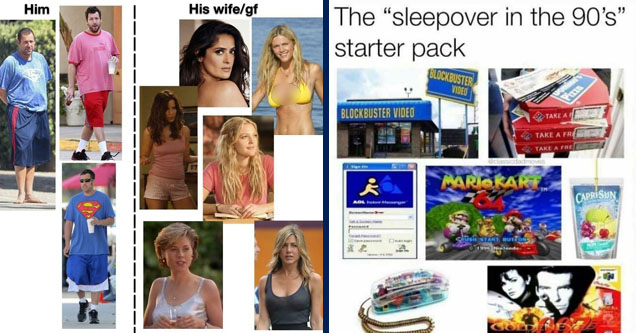 adam sandler starter pack - Him His wifegf | mario kart 64 - The sleepover in the 90's