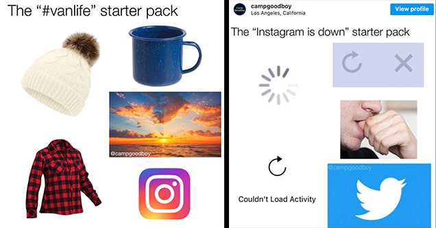 van life and instagram starter packs