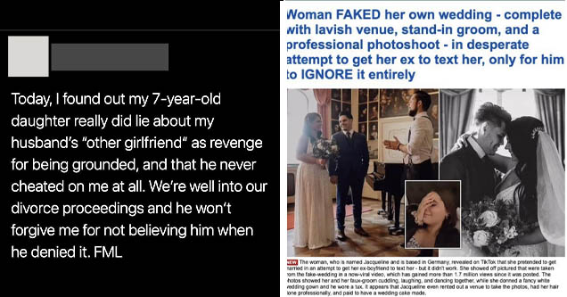 cringe pics -  woman faked her own wedding