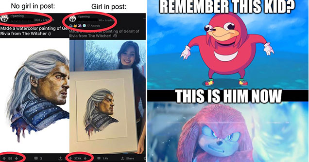 gaming memes -  remember this kid this is him now -  feel old yet? Knuckles -  post without girl vs post with girl