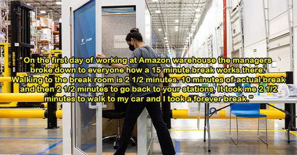 people who quit their jobs -  amazon warehouse worker walks out on the first day